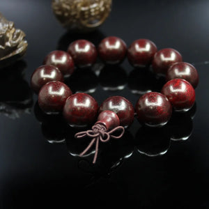 15-20mm Sandalwood Prayer Beads Elastic Bracelet Men Jewelry