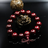 15-20mm Sandalwood Prayer Beads Elastic Bracelet Men Jewelry