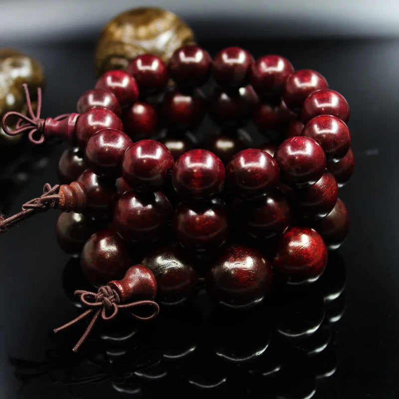 15-20mm Sandalwood Prayer Beads Elastic Bracelet Men Jewelry