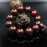 15-20mm Sandalwood Prayer Beads Elastic Bracelet Men Jewelry