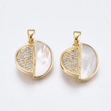 Brass CZ Shell Heart Pendants for DIY Necklace Jewelry Making