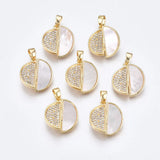 Brass CZ Shell Heart Pendants for DIY Necklace Jewelry Making