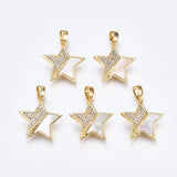 Brass CZ Shell Heart Pendants for DIY Necklace Jewelry Making