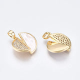 Brass CZ Shell Heart Pendants for DIY Necklace Jewelry Making