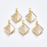 Brass CZ Shell Heart Pendants for DIY Necklace Jewelry Making