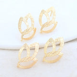 15*22MM 14K Leaf Stud Earrings Pins High Diy Jewelry Findings