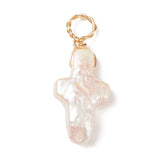 Keshi Pearl Pendant Religion Cross Freshwater Pearl Charms DIY Jewelry