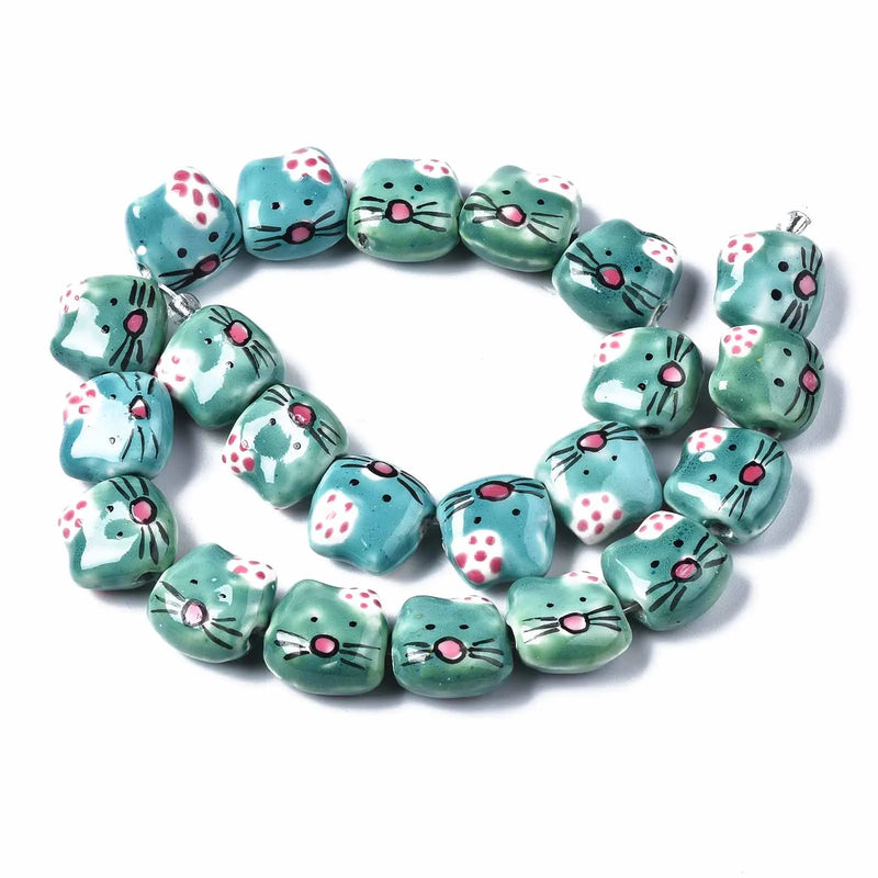 15-31Pcs Animal Ceramic Beads Loose Bead Charm Jewelry Making