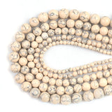 Natural Beige Howlite Turquoises Gem Stone Beads Round Loose Beads