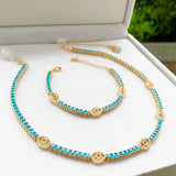 Turquoise Stone Bracelet with Evil Eye Charm - Lucky Jewelry