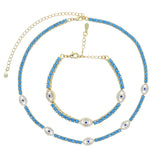 Turquoise Stone Bracelet with Evil Eye Charm - Lucky Jewelry