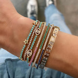Turquoise Stone Link Chain Bracelet with Evil Eye Charm