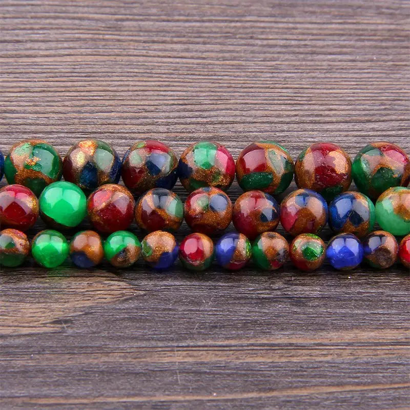 Cloisonne Bead Natural Spacer Round Stone Beads DIY Jewelry Making