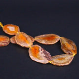 15.5" Orange Dragon Veins Agates Druzy Faceted Slab Loose Beads