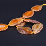 15.5" Orange Dragon Veins Agates Druzy Faceted Slab Loose Beads