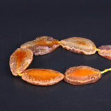 15.5" Orange Dragon Veins Agates Druzy Faceted Slab Loose Beads