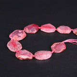15.5" Pink Raw Dragon Veins Agates Druzy Slab Nugget Loose Beads