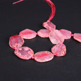 15.5" Pink Raw Dragon Veins Agates Druzy Slab Nugget Loose Beads