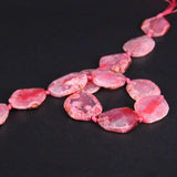 15.5" Pink Raw Dragon Veins Agates Druzy Slab Nugget Loose Beads