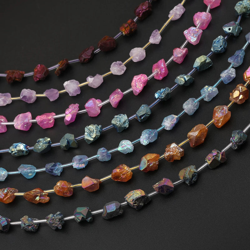 15.5" Titanium Rainbow Pink Amethyst Quartz Beads