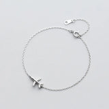 Silver Airplane Bracelet 925 Jewelry Chain for Women Girls