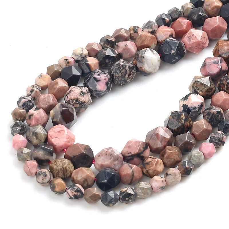 10mm Faceted Rhodonite Spacers Beads for Jewelry Making