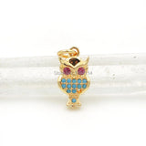 15*8*2mm Micro Pave Kallaite&Red CZ Owl Charm For DIY Bracelets/Necklaces