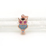 15*8*2mm Micro Pave Kallaite&Red CZ Owl Charm For DIY Bracelets/Necklaces