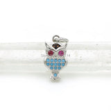 15*8*2mm Micro Pave Kallaite&Red CZ Owl Charm For DIY Bracelets/Necklaces