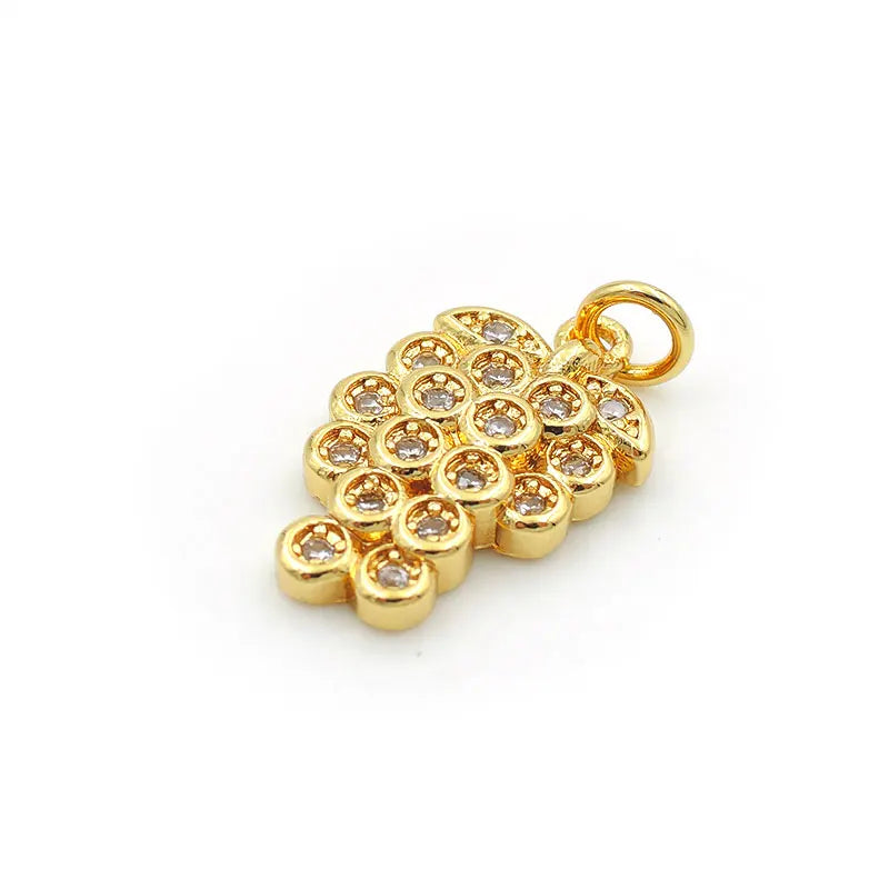 Micro Pave Clear CZ Grape Charm for Bracelets or Necklaces Jewelry