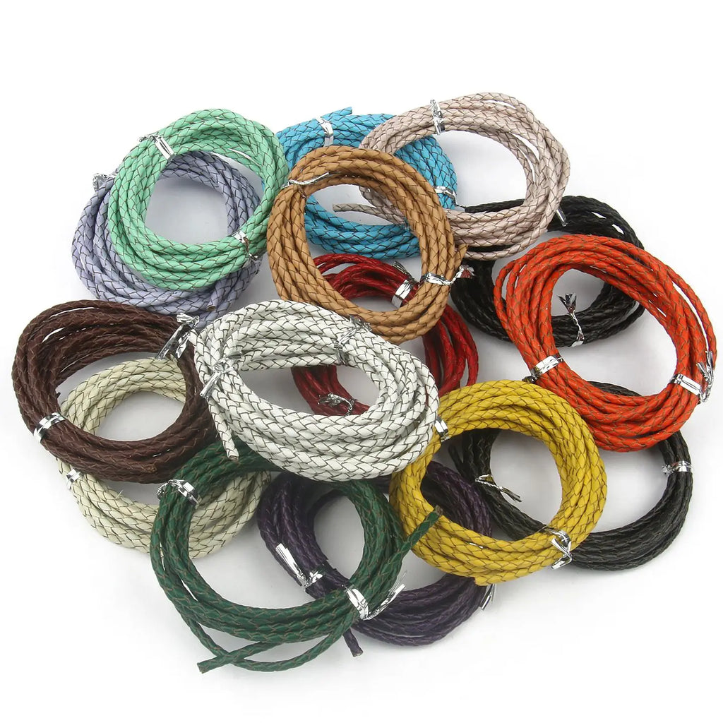 Braided Leather Rope Cord Jewelry Accessories 3 4 5 6mm Round Leather Cord