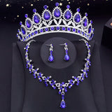 15 Colors Bridal Jewelry Sets for Women Wedding Crown Earrings Tiaras Set Neckla