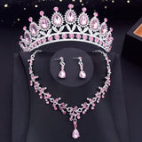 15 Colors Bridal Jewelry Sets for Women Wedding Crown Earrings Tiaras Set Neckla