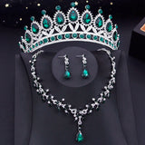 15 Colors Bridal Jewelry Sets for Women Wedding Crown Earrings Tiaras Set Neckla