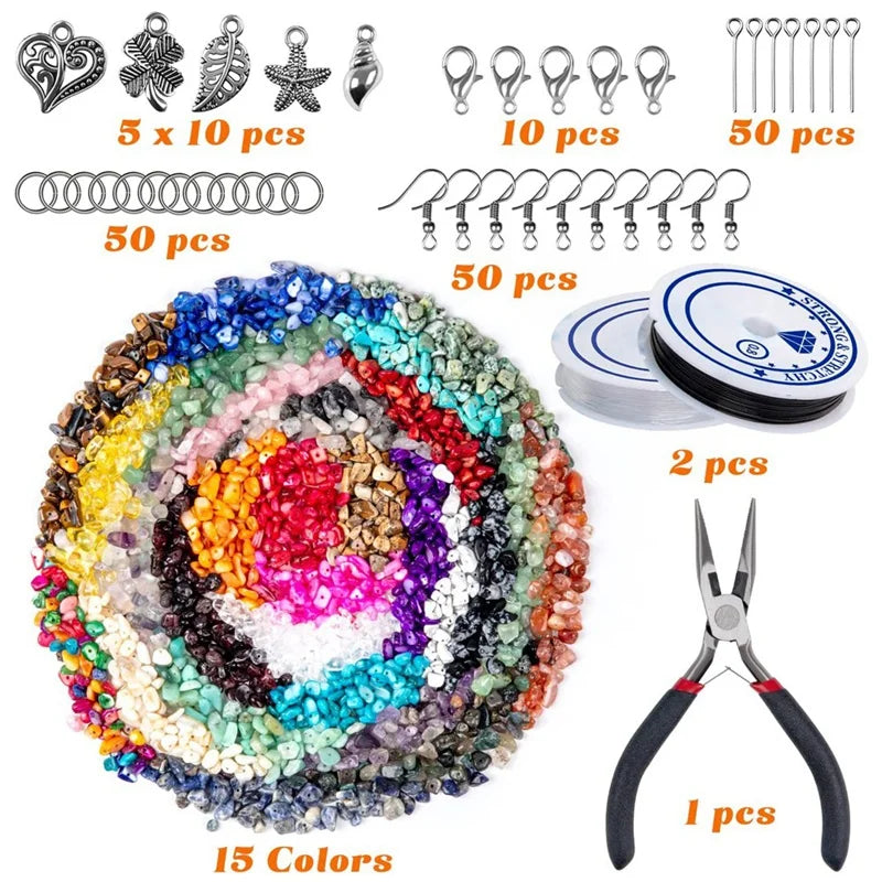 15 Colors Crystal Jewellery Making Kit with Beads for Jewelry Making