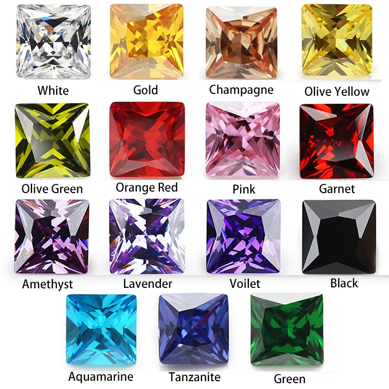 15 Colors 4-10mm AAAAA Square CZ Stone for Jewelry DIY Making