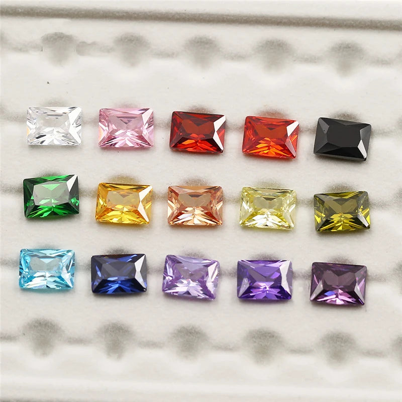 15 Colors/Lot AAAAA Rectangle CZ Stone 4x8~7x14mm For Jewelry Making