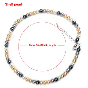 15 Colors Shell Pearls Necklace Natural Round Spacer Beads 15''