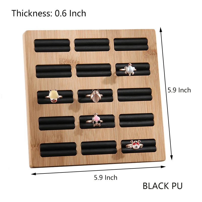 15 Grid Bamboo Earrings Organizer Storage Rack Jewelry Rings Display