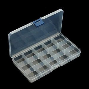 15 Compartment Plastic Storage Box Square Jewelry Bead Case