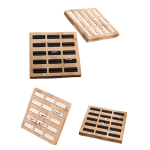 Bamboo Jewelry Rings Storage Tray Organizer Display Rack