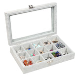 15 Grids Velvet Jewelry Display Storage Box Earrings Ring Organizer