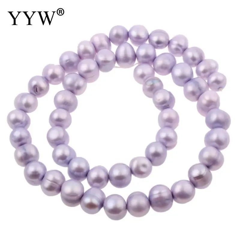 Baroque Freshwater Pearl Beads Round Light Purple 8-9mm