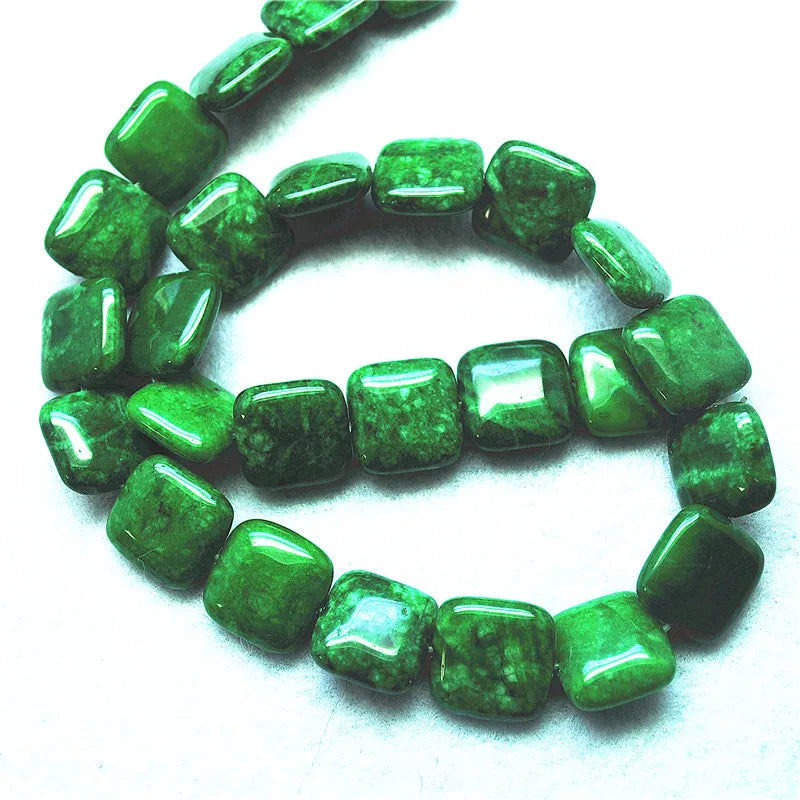 15 Inch Green Jade Stone Loose Beads Jewelry Accessories DIY Items