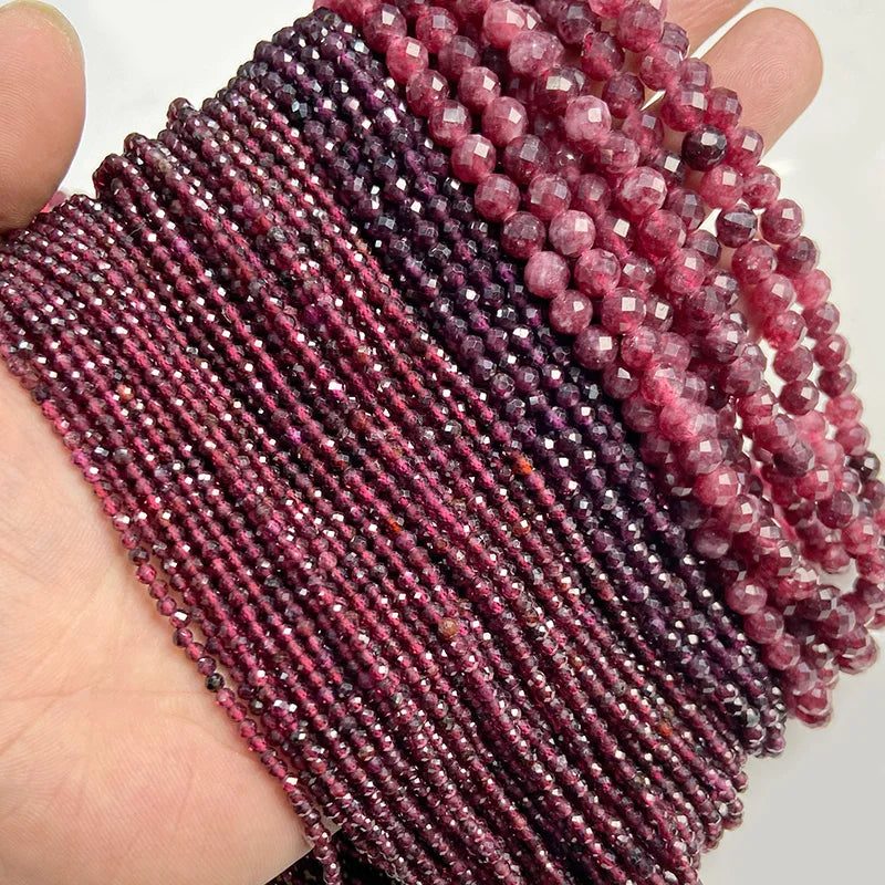 15 Inches Natural Faceted Garnet Stone Bead 2/3/6MM Fine Red Loose Beads
