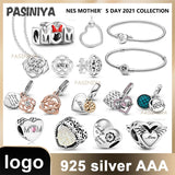 Mother Collection 925 Sterling Silver Charm Bracelet Fit Women Jewelry Logo