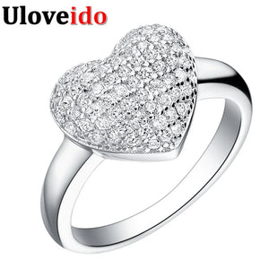15% Off Ring Heart Jewelry Micro Pave Silver Plated Rings for Women Wedding