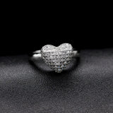15% Off Ring Heart Jewelry Micro Pave Silver Plated Rings for Women Wedding