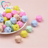 15 PCS 4 Colors Mixed 14 MM Silicone Hexagon Beads BPA Food Grade