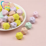 15 PCS 4 Colors Mixed 14 MM Silicone Hexagon Beads BPA Food Grade